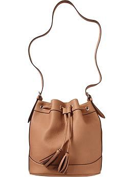 Women's Faux-Leather Tasseled Bucket Bags | Gap US