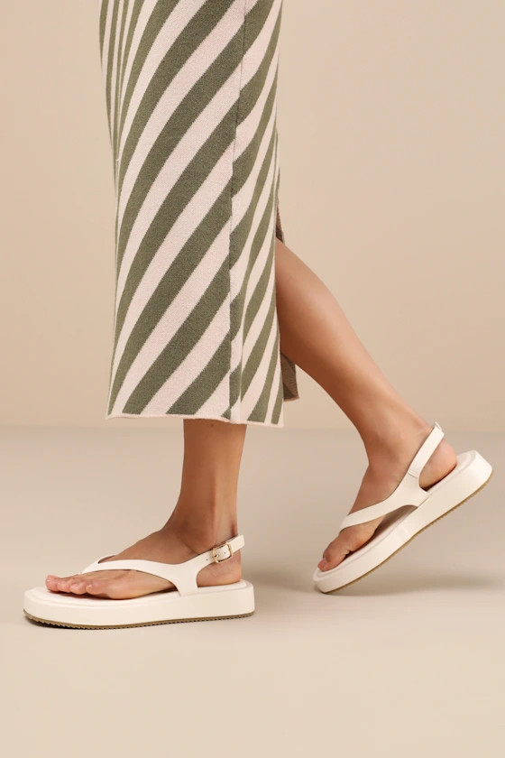 Maralynn Bone Flatform Thong Slingback Sandals | Lulus