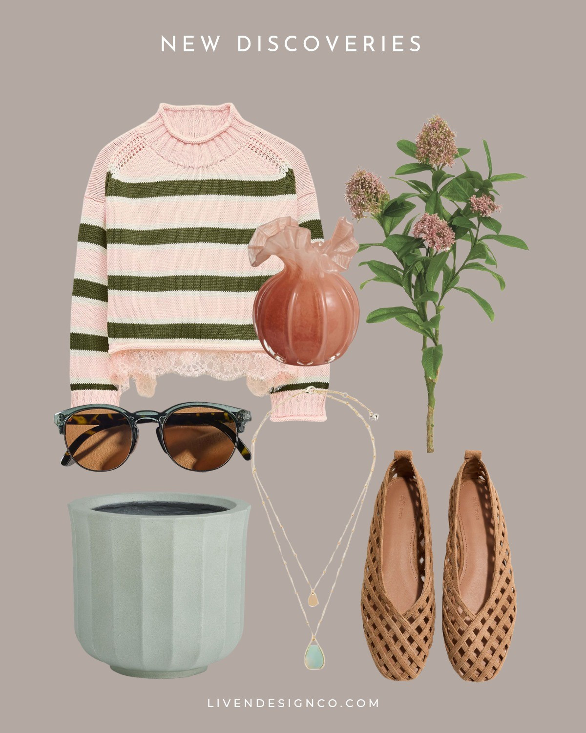 New discoveries. Spring style. Glass ruffled vase. Spring faux florals. Fluted planter. Woven ballet flats. Green sunglasses 

#LTKSeasonal #LTKSaleAlert #LTKHome