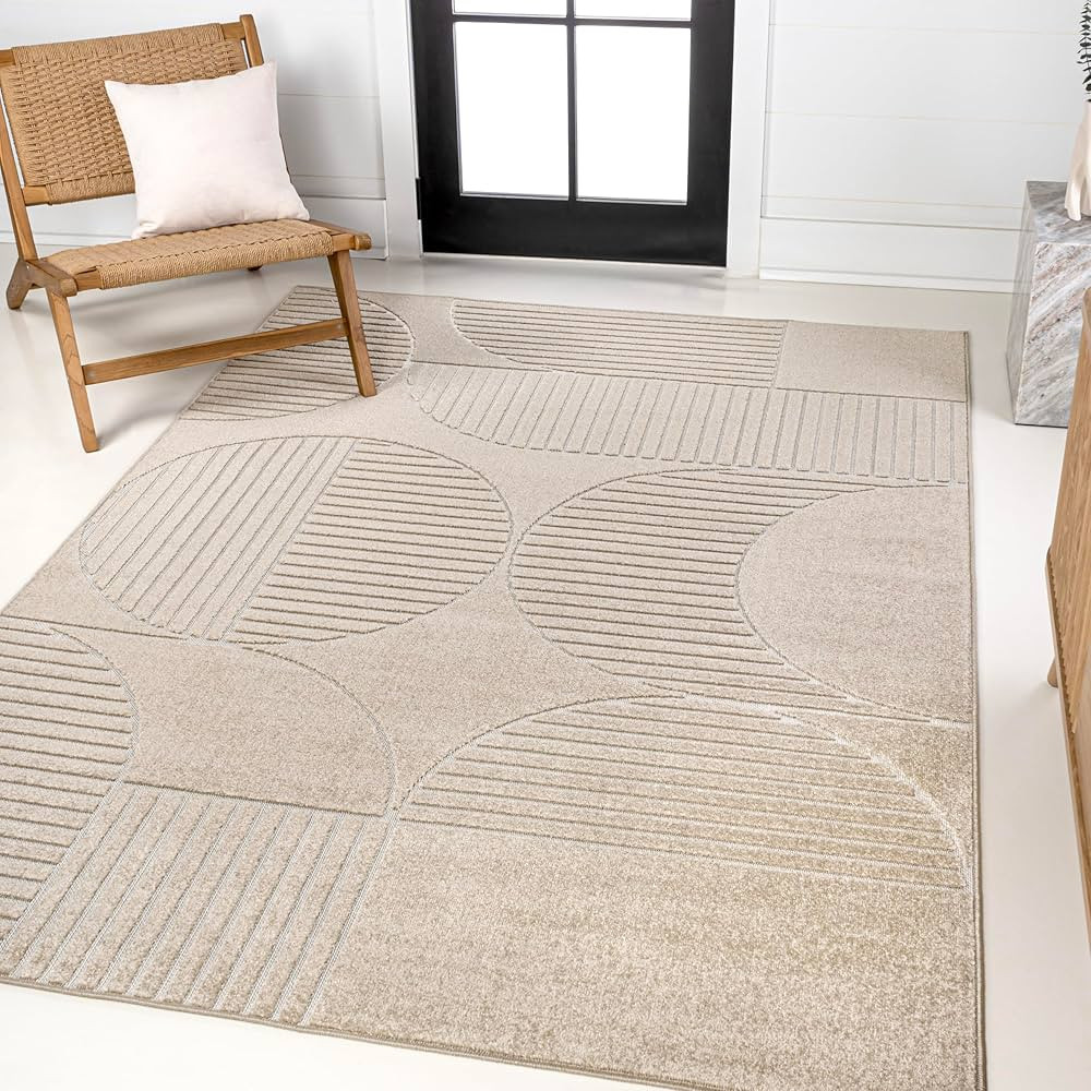 JONATHAN Y SCN104E-8 Nordby High-Low Geometric Arch Scandi Striped Beige/Cream 8 ft. x 10 ft. Ind... | Amazon (US)