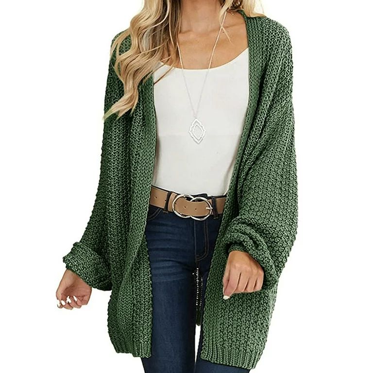 Listenwind Women Oversized Long Sleeve Chunky Knitted Solid Color Open Front Long Cardigan Sweate... | Walmart (US)