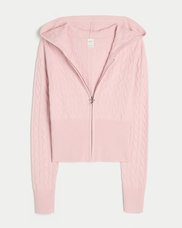 Women's Gilly Hicks Cable-Knit Zip-Up Hoodie Sweater | Women's Sleepwear | HollisterCo.com | Hollister (US)
