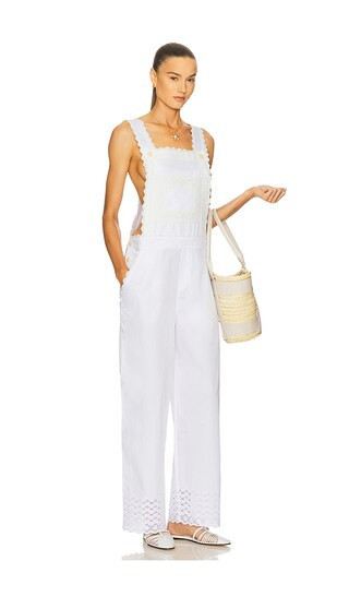 Helsa The Summer Overalls With Vintage Swiss Embroidery in White. Size L | Revolve Clothing (Global)