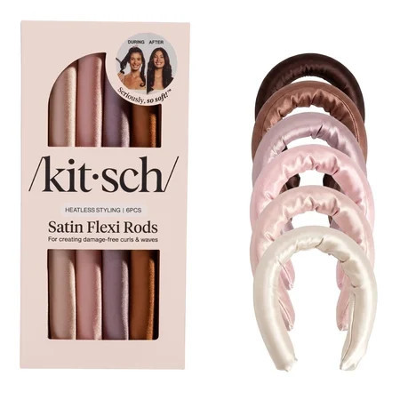 Kitsch Flexi Rods Heatless Hair Curler Satin Covered Curling Rod Rosewood 6pcs | Walmart (US)