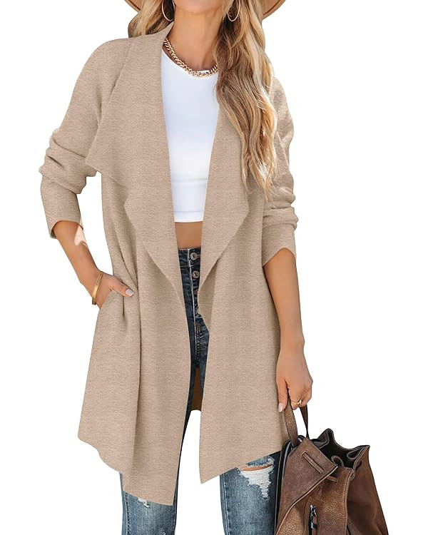 ZESICA Lapel Knitted Cardigan Sweater Coat | Amazon (US)