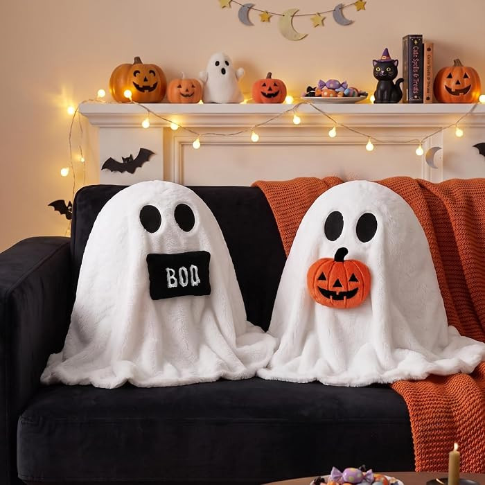 Bunny Chorus Halloween Ghost Throw Pillows, 2pcs Ghost Shaped Decorative Pillows for Couch Sofa B... | Amazon (US)