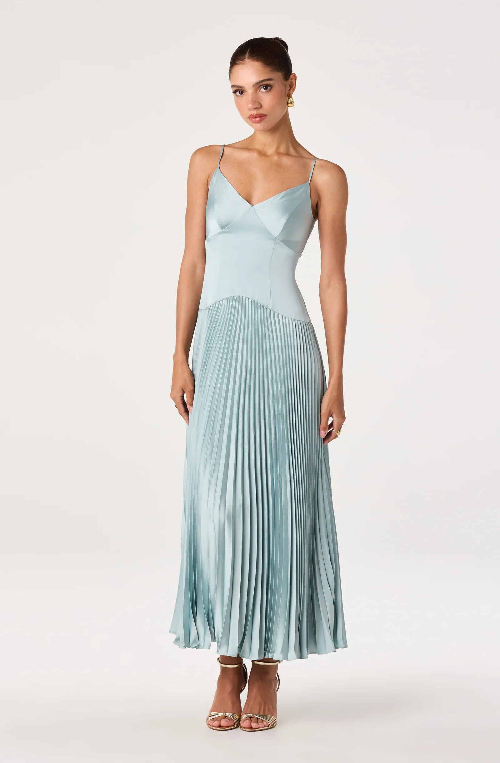 Pleated Drop Waist Maxi Dress - Seafoam / XS | ASTR The Label (US)
