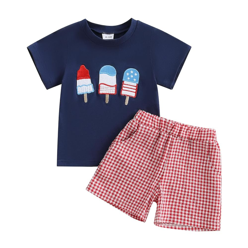 4th Of July Toddler Baby Boy Outfit American Flag T Shirt Top Shorts 2Pcs Set Kids Boys Summer Pa... | Amazon (US)
