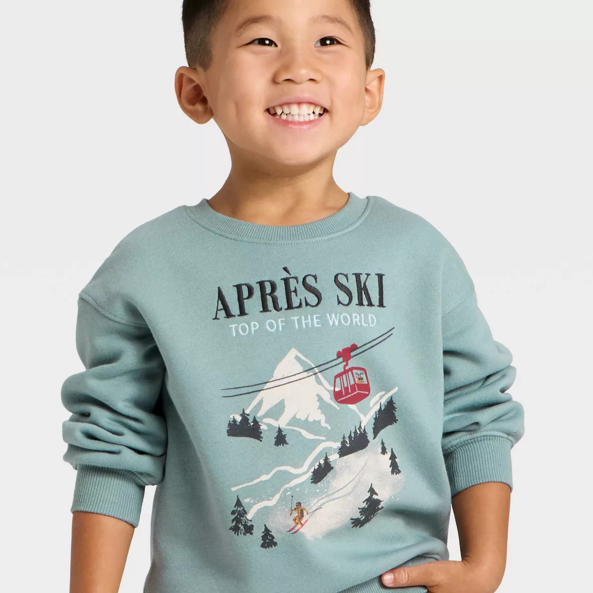 Toddler Boys' Holiday Sweatshirt - Cat & Jack™ Light Teal Blue 4T | Target