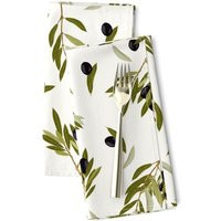 Black Olives Dinner Napkins Set Of 2 - Botanical Green Greenery Olive Branch Cloth Love By Onesweetorange | Etsy (US)