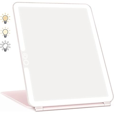 deweisn Folding Lighted Makeup Mirror with 72 LEDs 3 Colors Light Modes USB Rechargable 1800mA Ba... | Amazon (US)