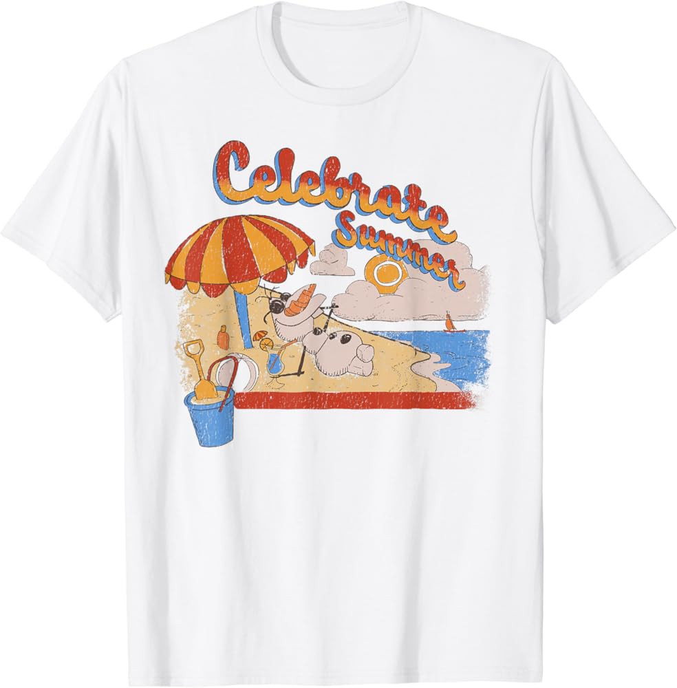 Disney Frozen Olaf Celebrate Summer Beach Portrait T-Shirt | Amazon (US)