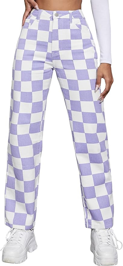 WDIRARA Women's Cow Print High Waist Wide Leg Jeans Casual Long Denim Pants | Amazon (US)