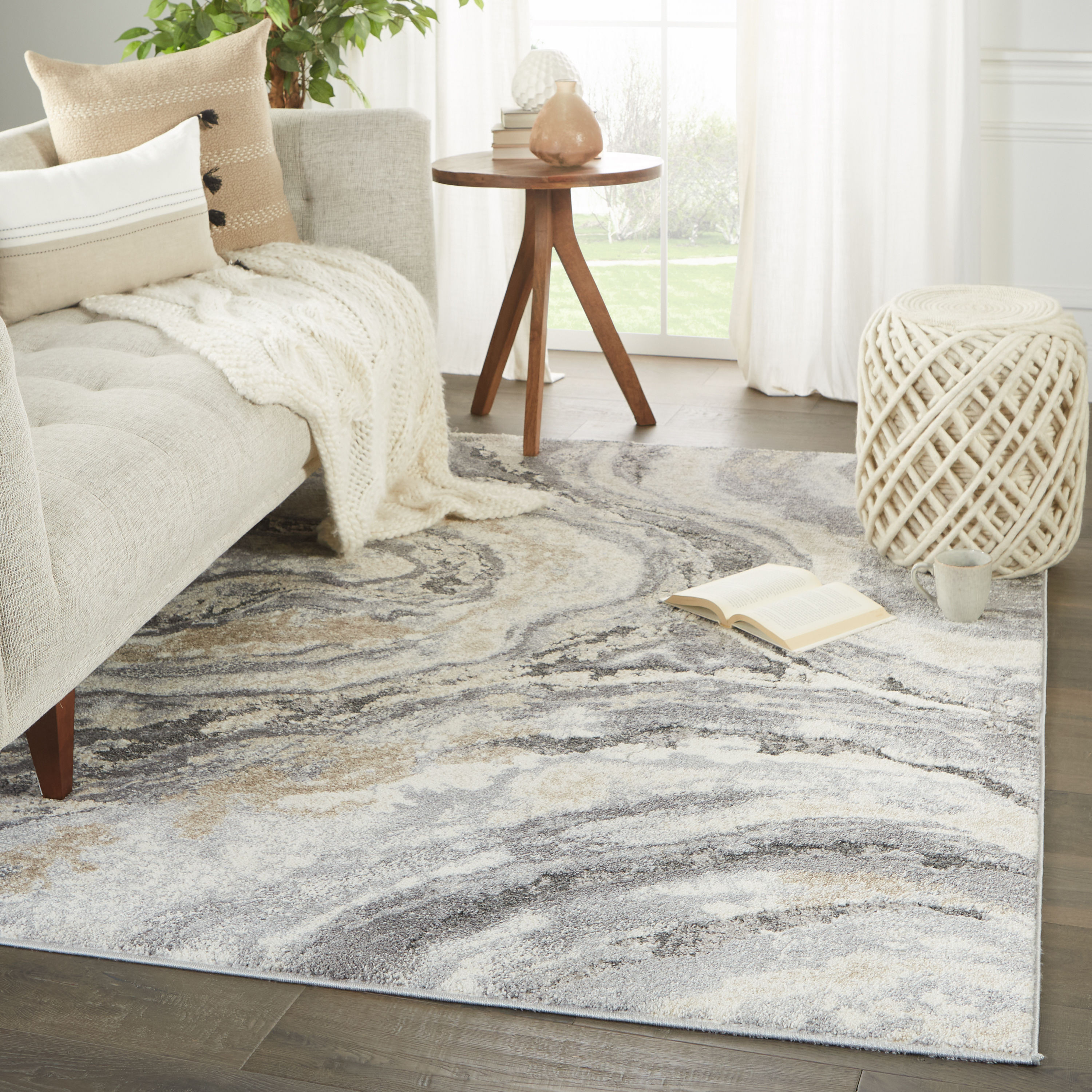 Origin 21 8 x 10 (ft) Polypropylene Gray Rectangular Indoor Abstract Area rug | Lowe's