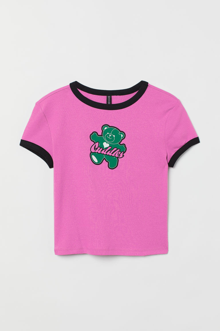 H & M - Short Printed Top - Pink | H&M (US + CA)