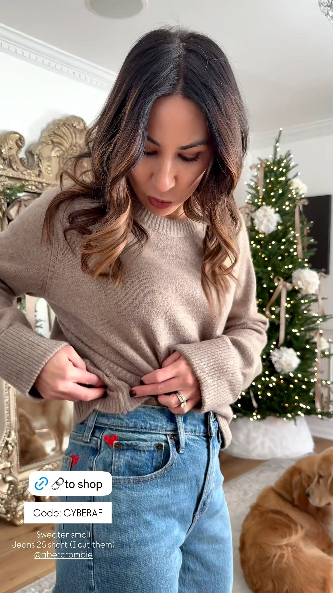 Code CYBERAF. Sweater small, 25 short heart jeans. I cut them.

#LTKOver40 #LTKSaleAlert #LTKCyberWeek