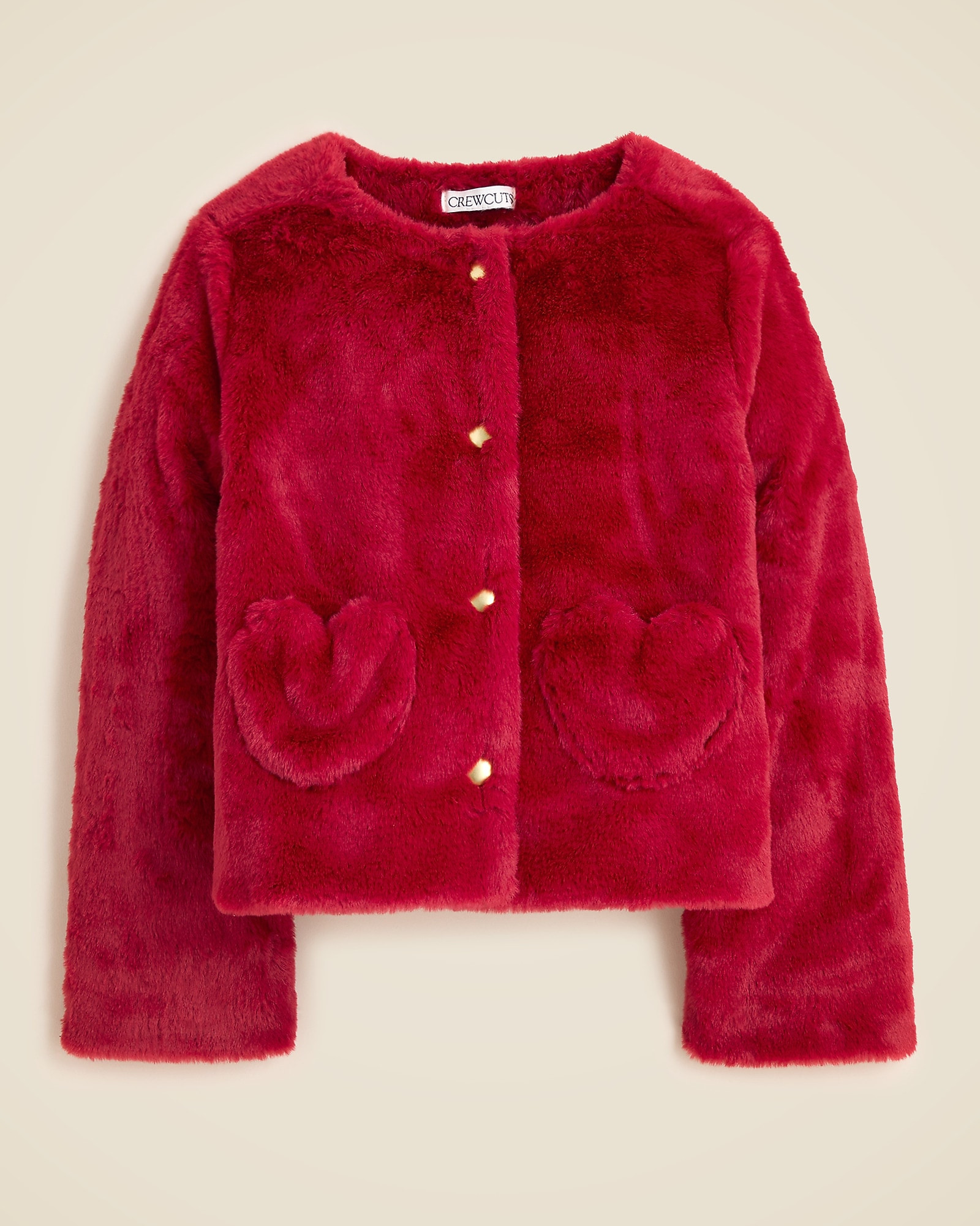 Girls' faux-fur heart-pocket jacket | J. Crew US