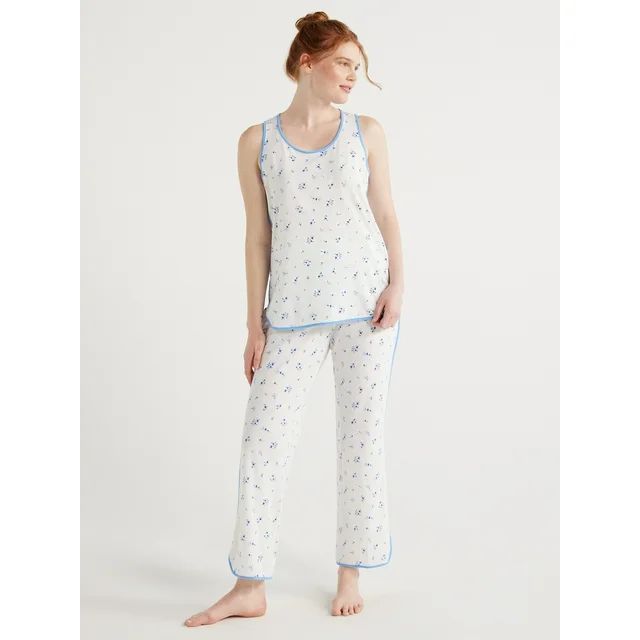 Joyspun Women's Cotton Blend Tank Top and Pants Pajama Set, 2-Piece, Sizes S to 3X | Walmart (US)