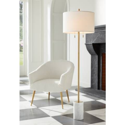 Possini Euro Milan Gold Finish Modern Floor Lamp with Marble Base - #88P05 | Lamps Plus | Lamps Plus