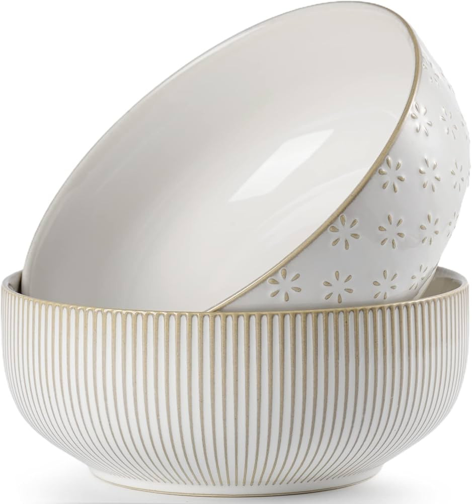 getstar Large Serving Bowls (8 inch & 60 fl oz), Ceramic Salad Bowl Set of 2, Microwave and Dishw... | Amazon (US)