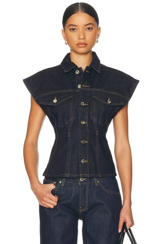 FRAME Nipped Vest in Blue | FWRD 