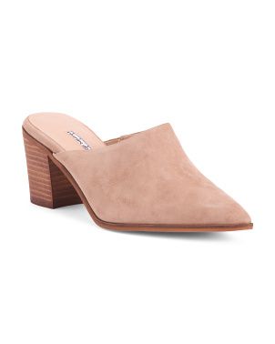 Pointy Toe Block Heel Suede Mules | TJ Maxx