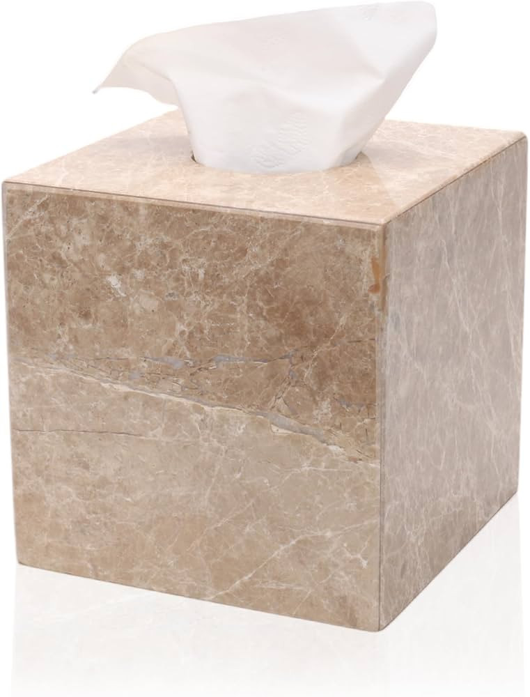 WORHE Marble Tissue Box Cover Paper Holder Heavy Duty Square Tissue Paper Holder for Bathroom Liv... | Amazon (US)