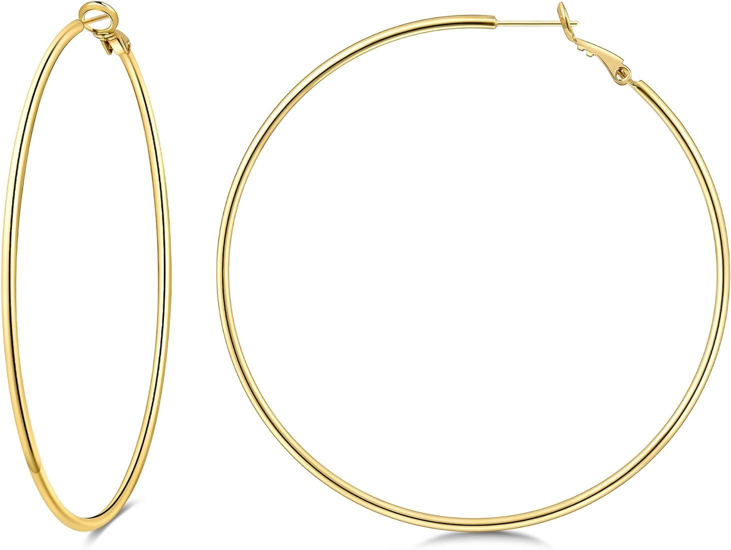 Gacimy Gold Hoop Earrings for Women 14K Real Gold Plated, 925 Sterling Silver Post Gold hoops for Wo | Amazon (US)