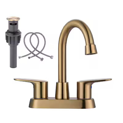 WOWOW Gold 4-in centerset 2-Handle Bathroom Sink Faucet with Drain | Lowe's