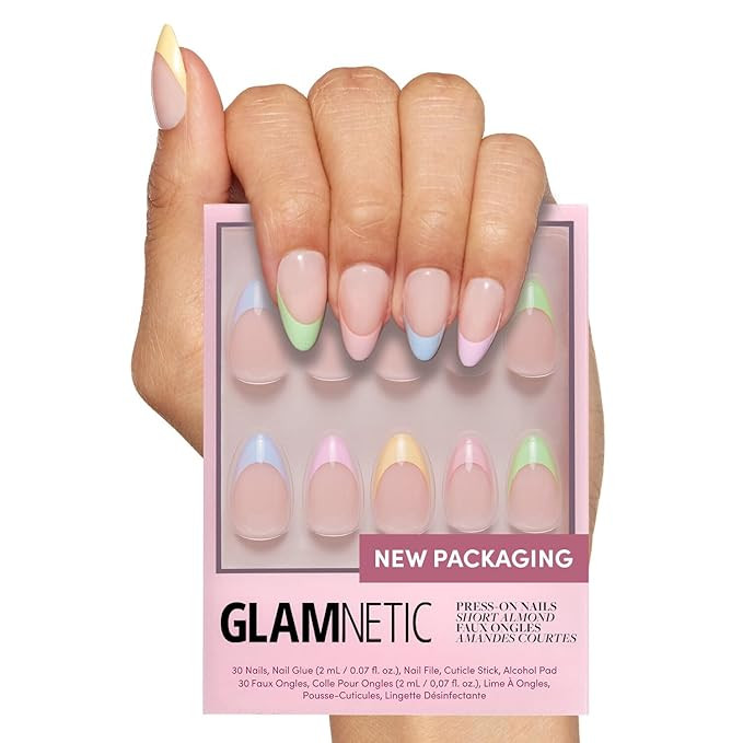 Glamnetic Press On Nails - Confetti | Semi-Transparent, Short Almond Nails, Reusable | 15 Sizes -... | Amazon (US)