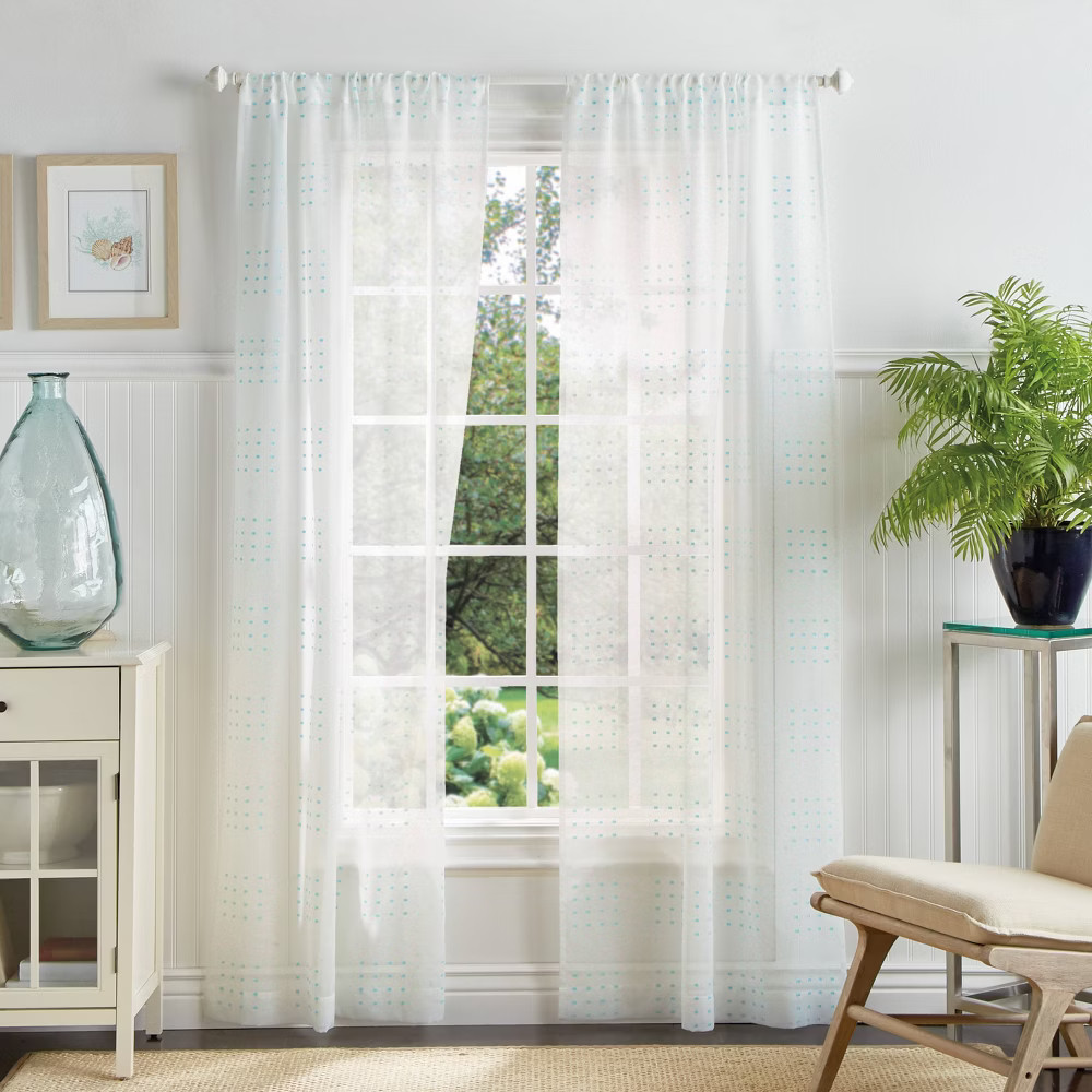 Set of 2 95""x37"" Montauk Clip Sheer Curtain Panels Green - Martha Stewart | Target