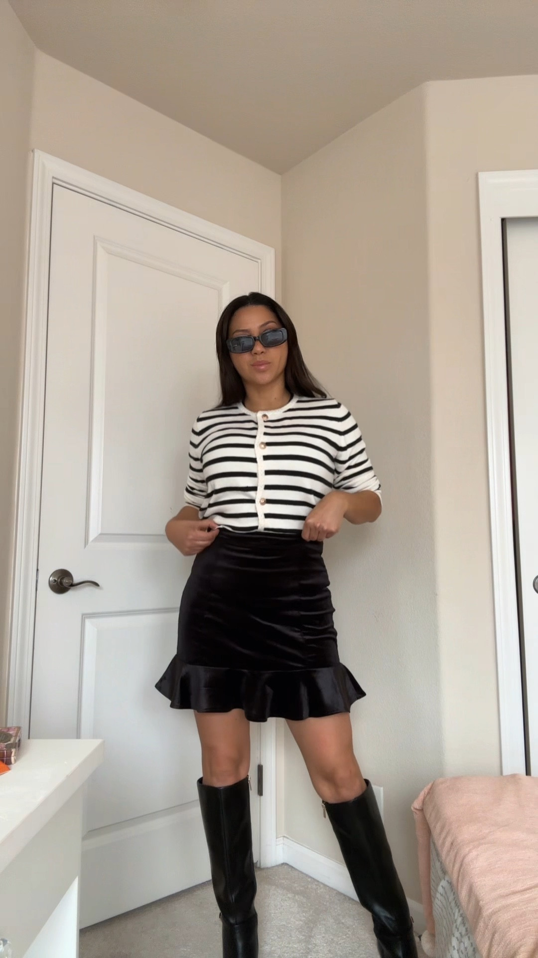 Thermal fleece
Cardinal 
Mini skirt 
Calvin Klein boots 

#LTKStyleTip #LTKBeauty #LTKFindsUnder50