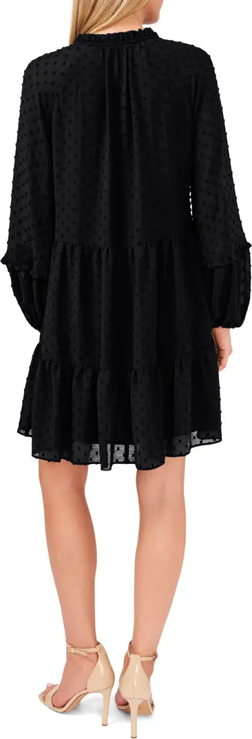 Clip Dot Ruffle Long Sleeve Shift Dress | Nordstrom