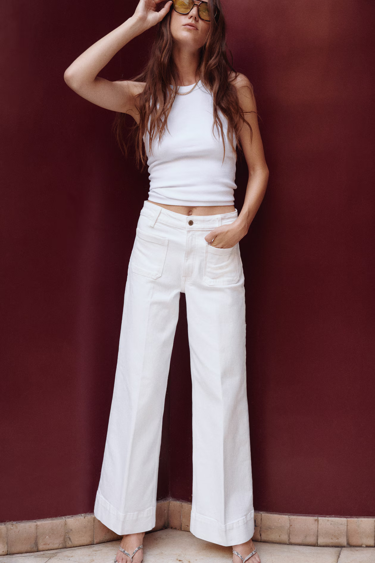 Wide High Jeans - White - Ladies | H&M US | H&M (US + CA)