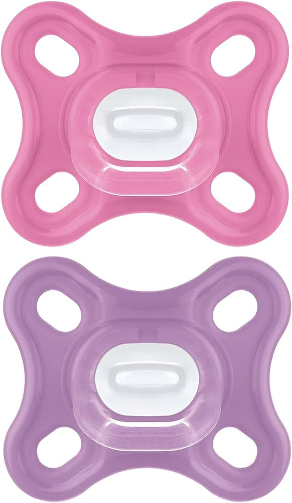 MAM Comfort Baby Pacifier, 100% Lightweight Silicone, Sterilizer Case, Girl, 0-3 Months, 2 Count ... | Amazon (US)