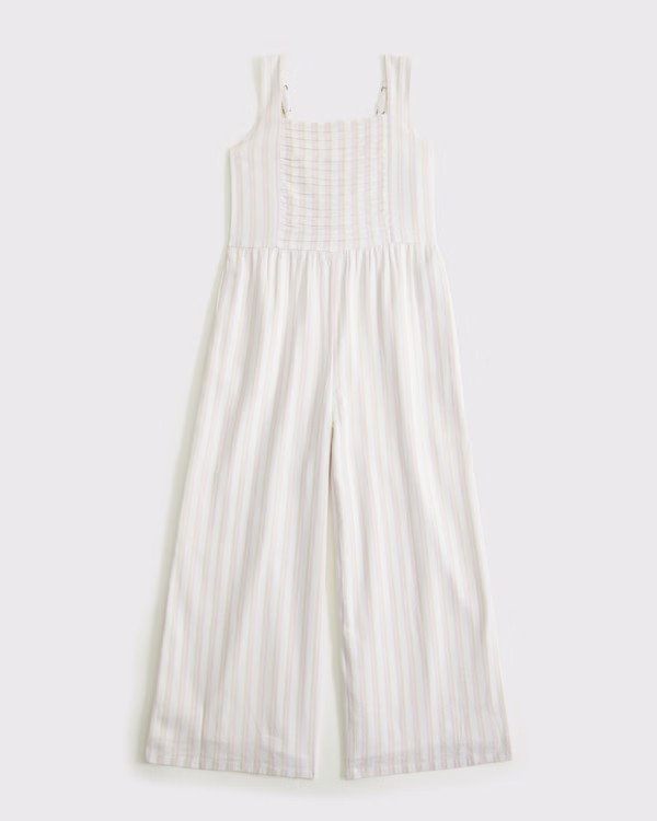 pleated squareneck jumpsuit | Abercrombie & Fitch (US)