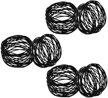Kaizen Casa Handmade Decorations Black Napkin Rings Set of 6 Metal Mesh for Weddings Dinner Parti... | Amazon (US)