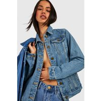 Womens Oversized Jean Jacket - Blue - 2 | boohoo (US & Canada)