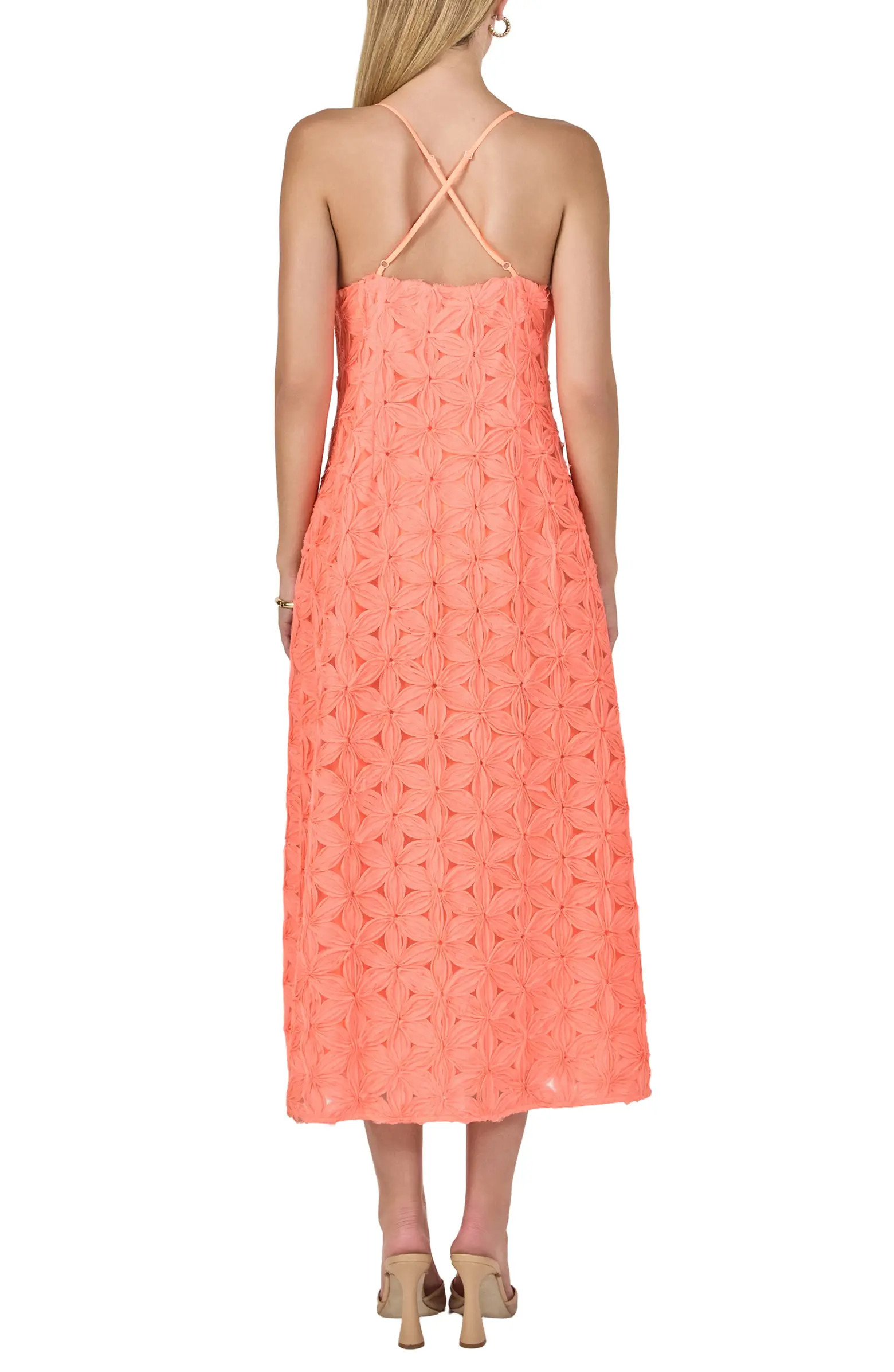 Textured Floral Midi Dress | Nordstrom