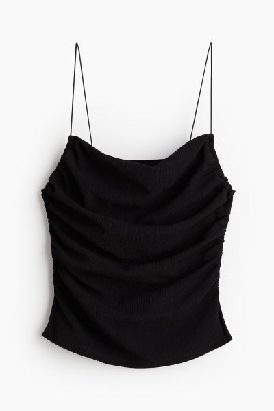 Draped strappy top - Square neckline - Sleeveless - Cream - Ladies | H&M GB | H&M (UK, MY, IN, SG, PH, TW, HK)