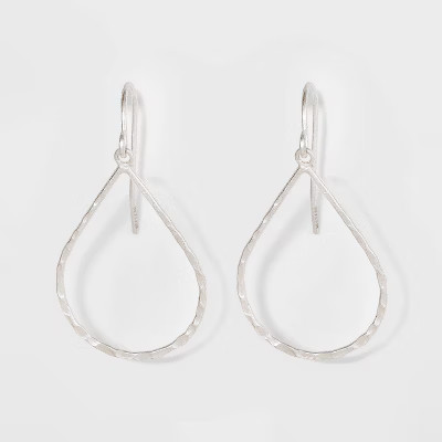 Sterling Silver Hammered Teardrop Drop Earrings - Universal Thread™ Silver | Target