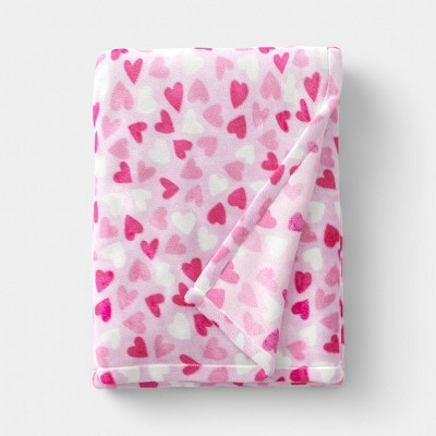 Valentine's Day Mini Hearts Printed Plush Throw Pink/Ivory - Room Essentials™ | Target