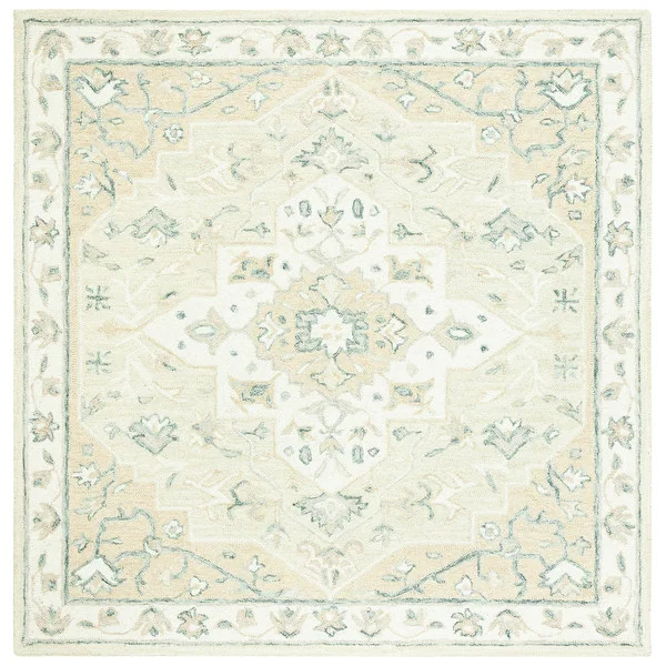 SAFAVIEH Handmade Micro-Loop Heidegunde Wool Rug - 7' Square - Beige/Ivory | Bed Bath & Beyond