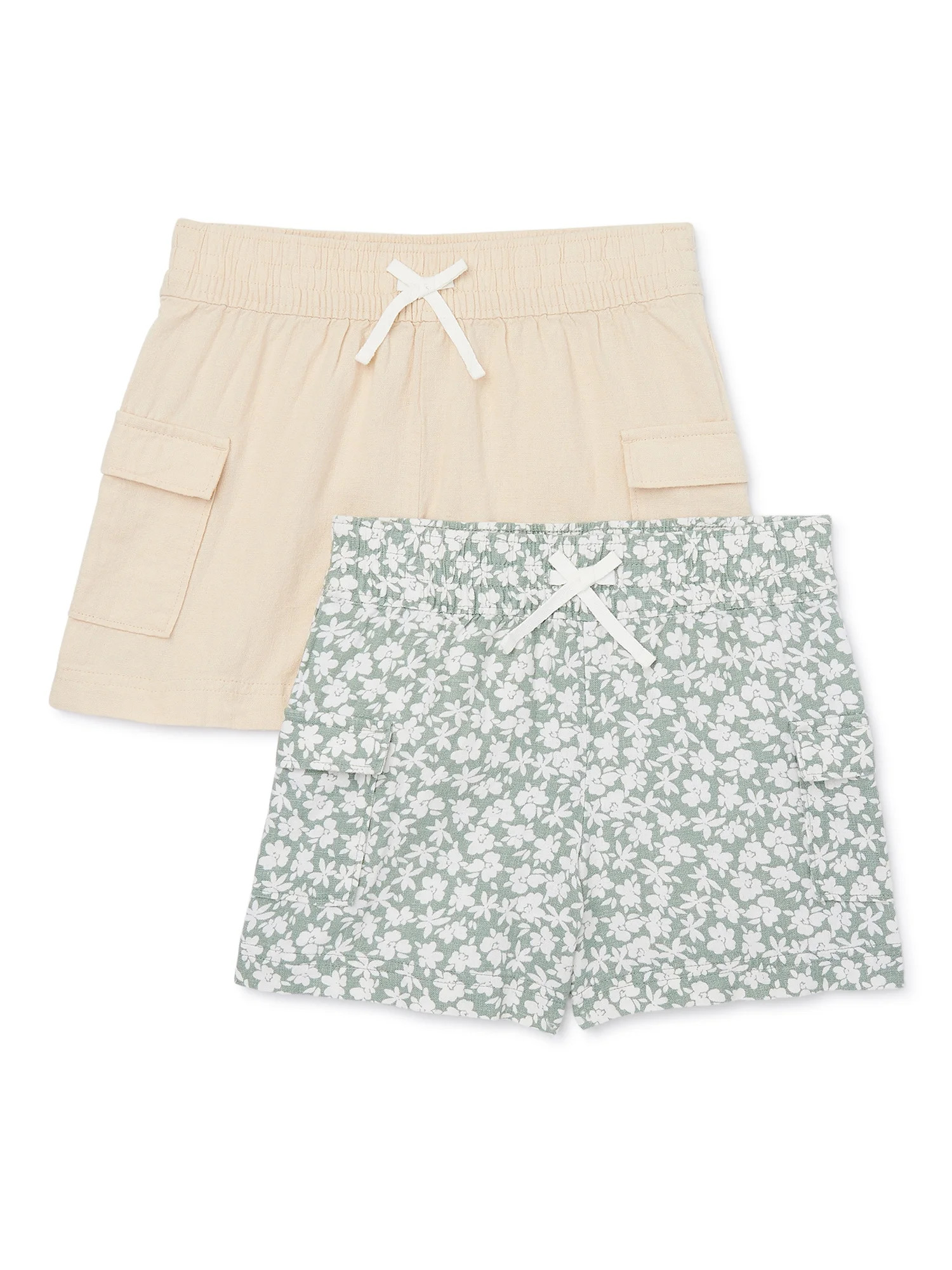 Wonder Nation Girls Pull On Cargo Shorts, 2-Pack, Sizes 4-18 & Plus | Walmart (US)