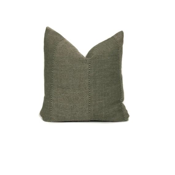 Zak + Fox Caravane Pillow Cover in Delta | Designer Pillow | Olive Green Woven | High End Pillow ... | Etsy (US)