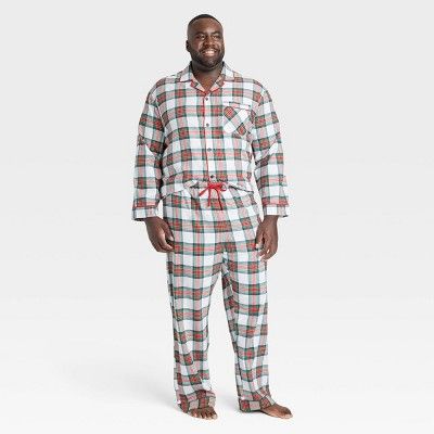 Men's Holiday Tartan Plaid Flannel Matching Family Pajama Set - Wondershop™ Cream | Target