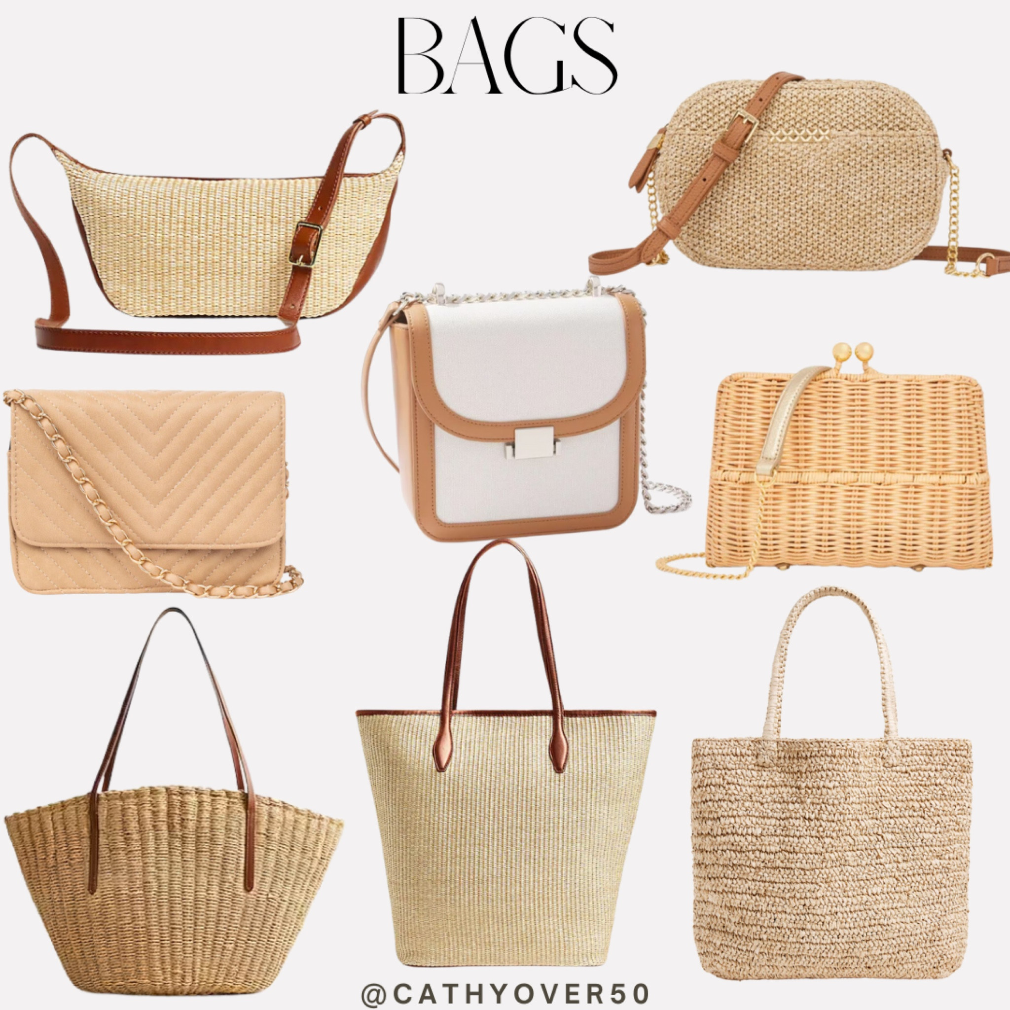 Straw bags, purses, totes
#bags
#handbags
#purses
#strawbags
#fashionover50
#ltkover50

#LTKfindsunder100 #LTKover40 #LTKstyletip