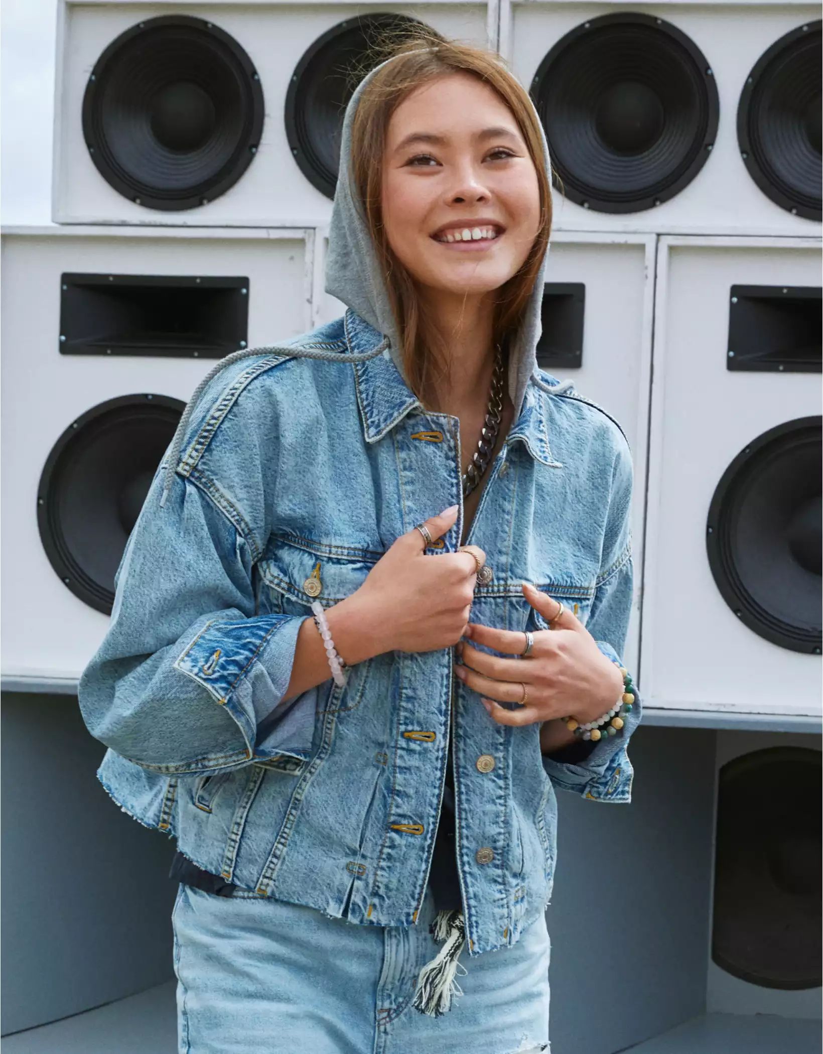 AE Cropped Hooded Denim Jacket | American Eagle Outfitters (US & CA)