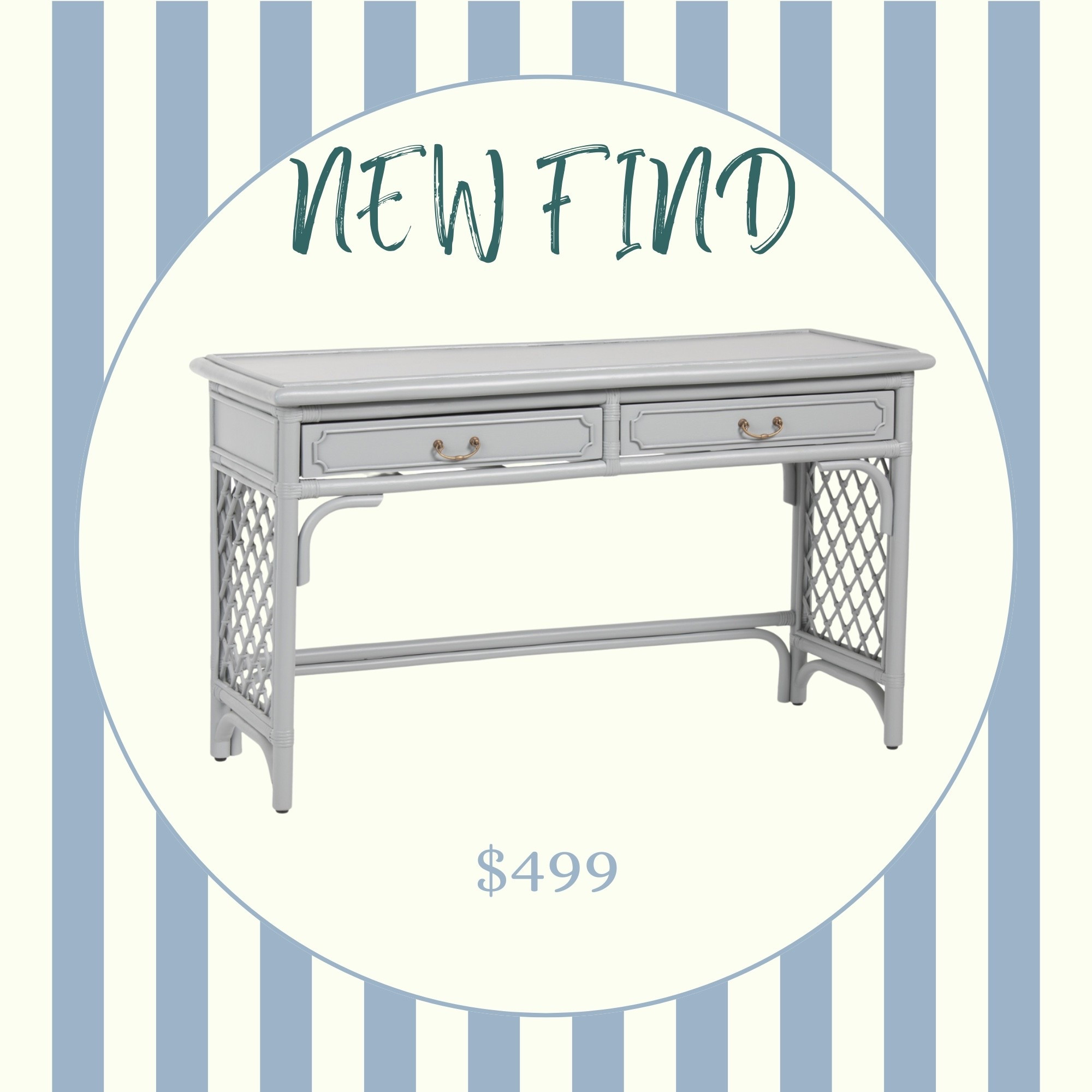 Coastal blue rattan desk under $500! 

Coastal, coastal home, blue desk, desk, small desk, rattan furniture