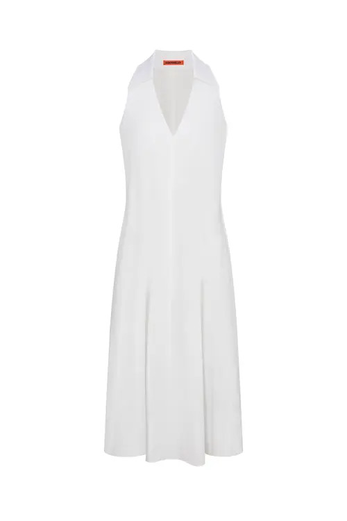 SIMONMILLER Nava Poplin Midi Dress in Macadamia at Nordstrom, Size Large | Nordstrom